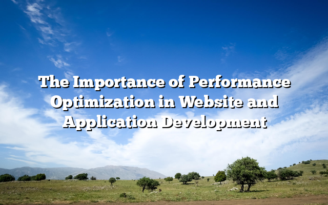 The Importance of Performance Optimization in Website and Application Development