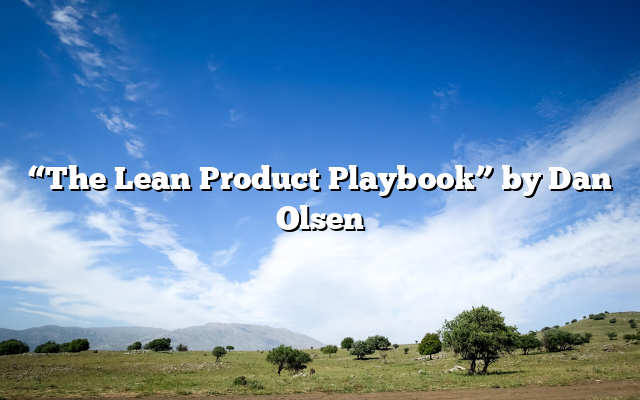 “The Lean Product Playbook” by Dan Olsen