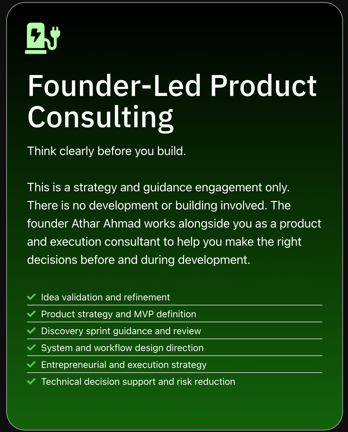 Productised Service - Founder-Led Product Consulting