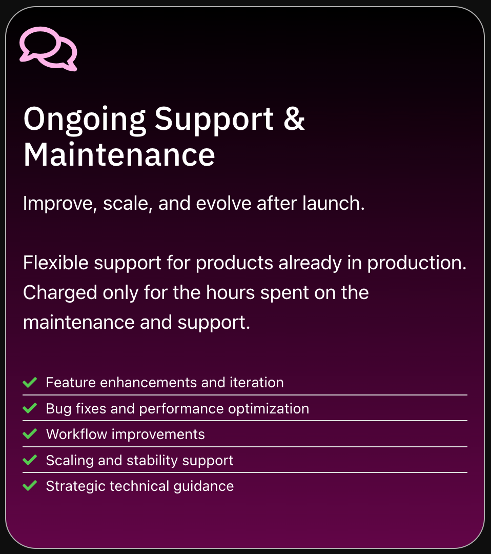 Ongoing Support and Maintenance (Bubble.io)