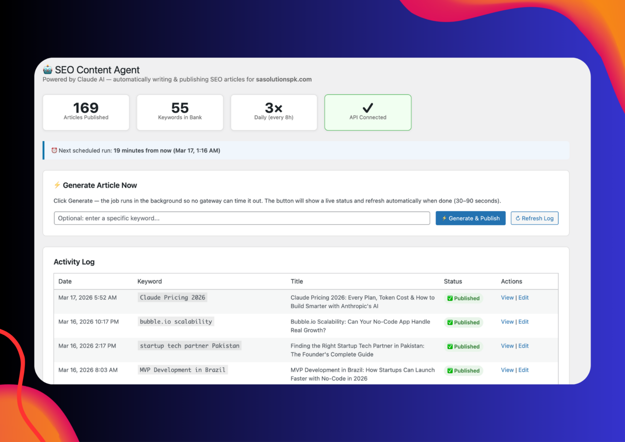 WordPress AI Blog Automation Agent (SEO Growth Engine)